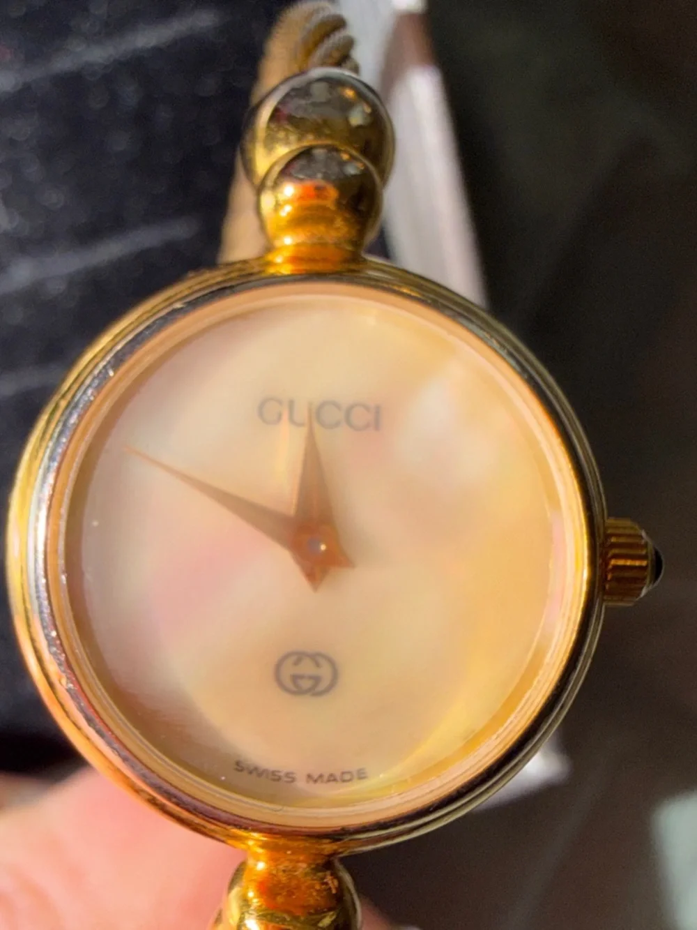 Gucci Two-Tone Cable Bangle Watch in Gold and Silver